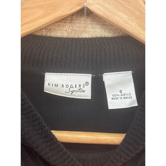 Kim Rogers Black Ribbed Long Sleeve Sweater S Womens Pullover - Picture 3 of 5